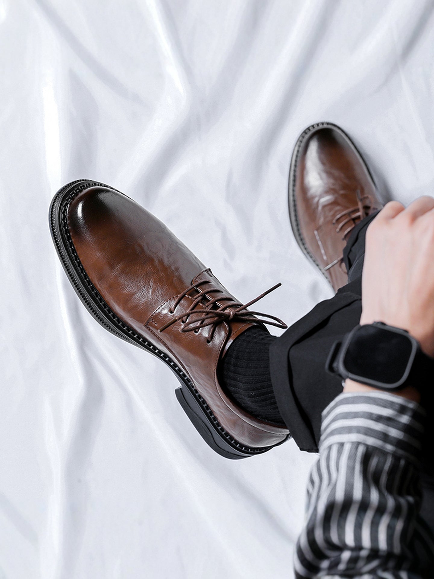 Brogue Leather Shoes for Men, Genuine Leather Soft-Soled Casual Derby