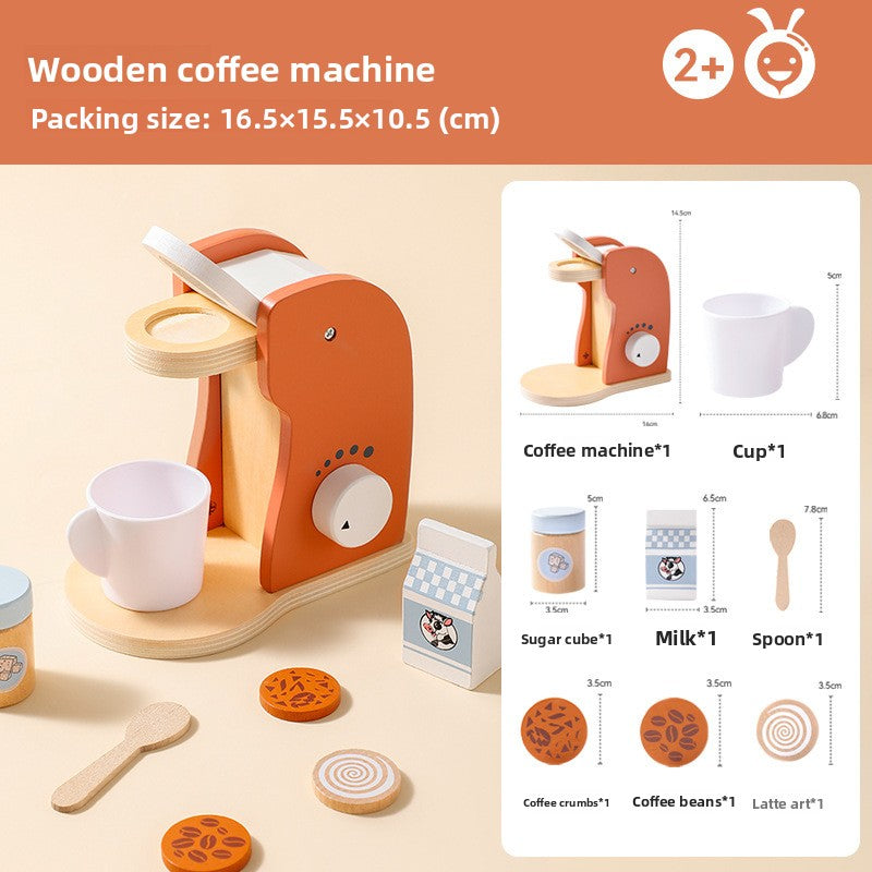 Children's Wooden Coffee Machine and Blender Pretend Play Toy Set