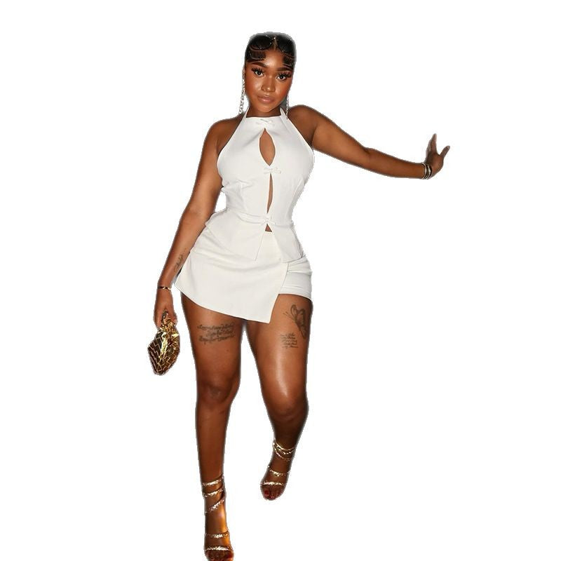 Women's Hollow Pleated Skirt Set