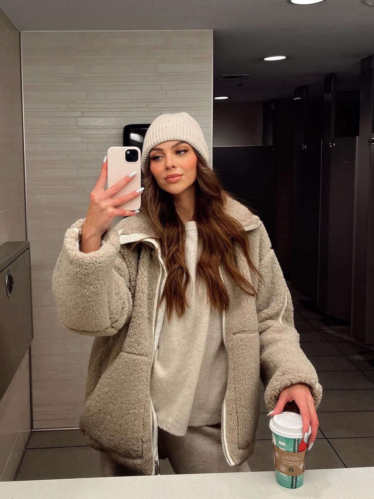 Loose Alpaca Wool Zipper Jacket