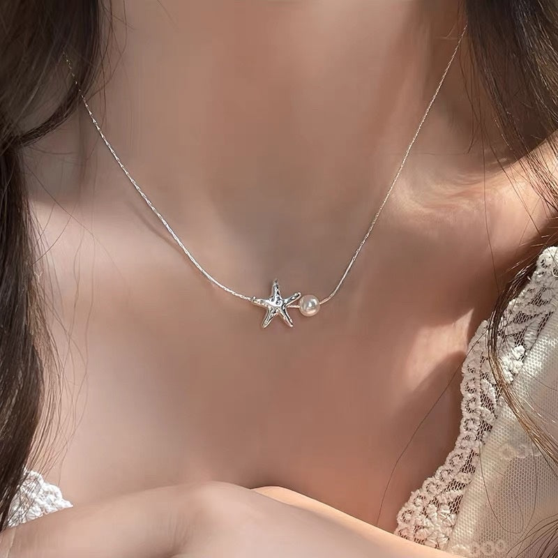 Starfish Pearl Necklace Women's Elegant Clavicle Chain
