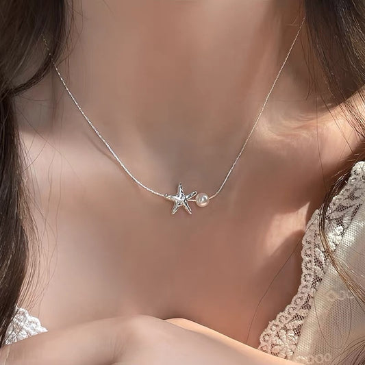 Starfish Pearl Necklace Women's Elegant Clavicle Chain