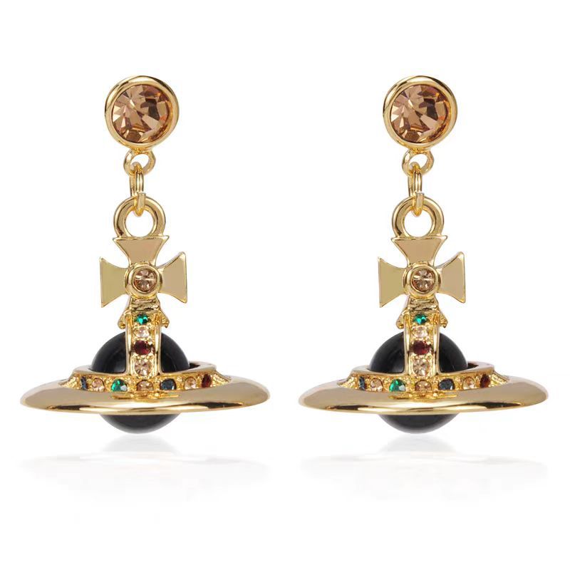 Retro Saturn Earrings - 925 Silver