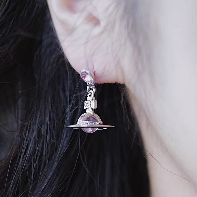 Retro Saturn Earrings - 925 Silver