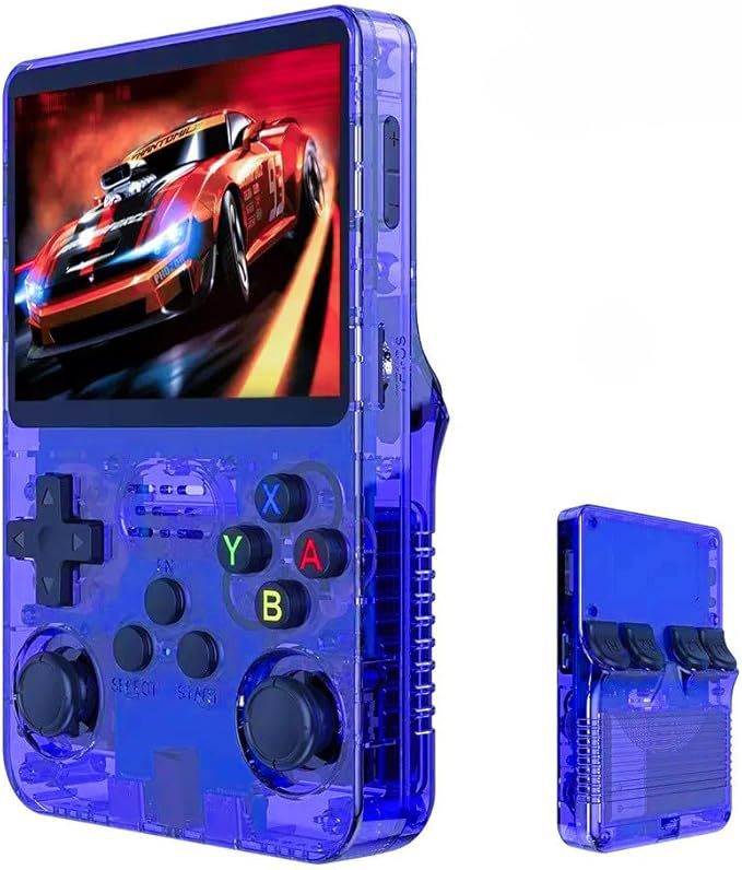 A retro portable game console on hand