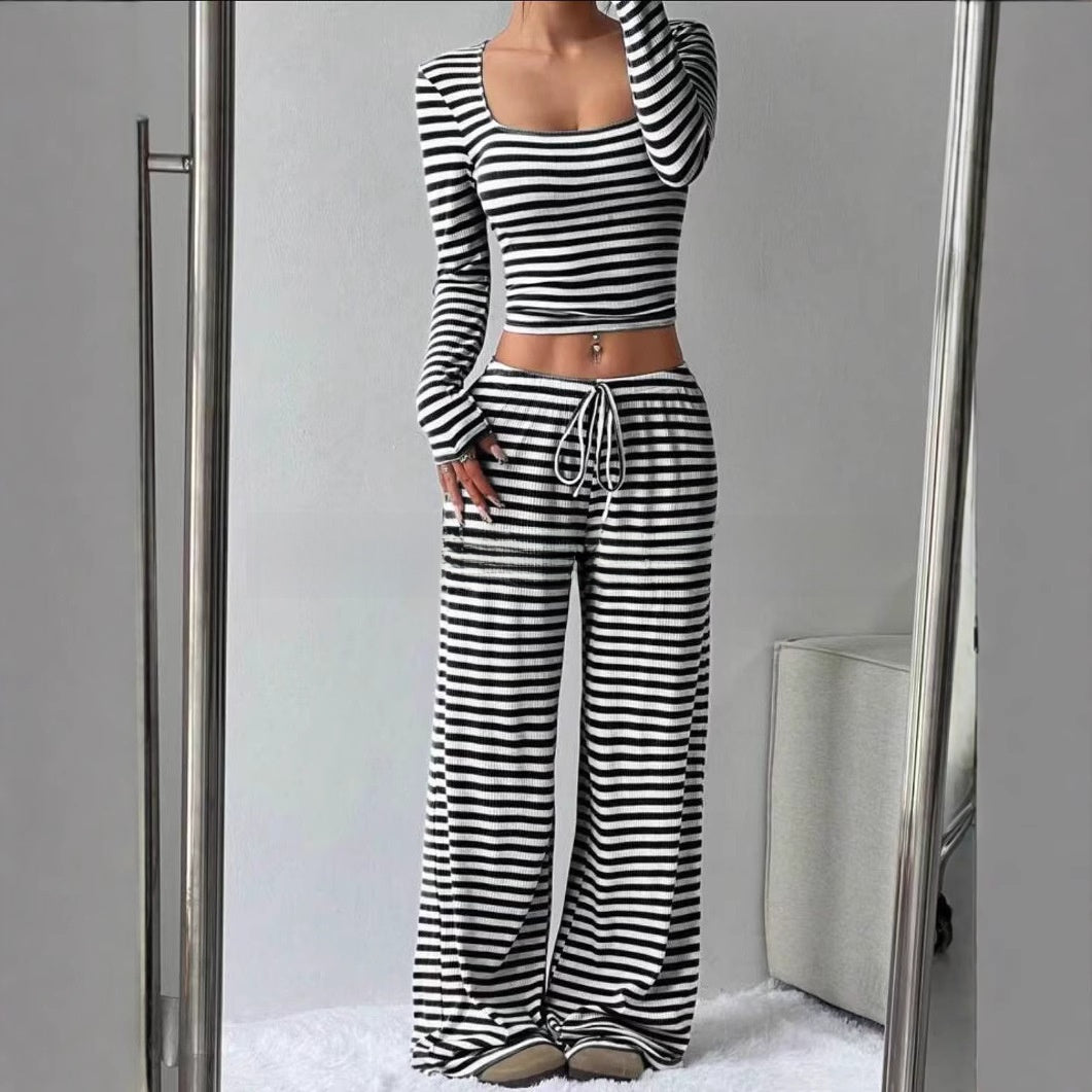 Women's Striped Knitted Slimming Suit