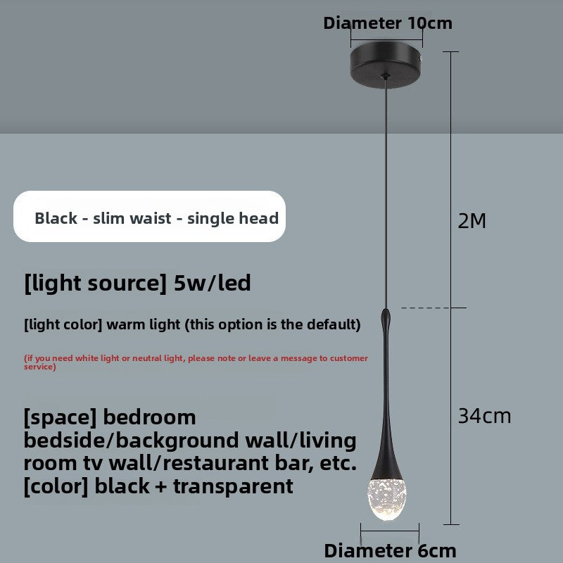 Single-Head Crystal LED Chandelier for Bedroom and Dining Room