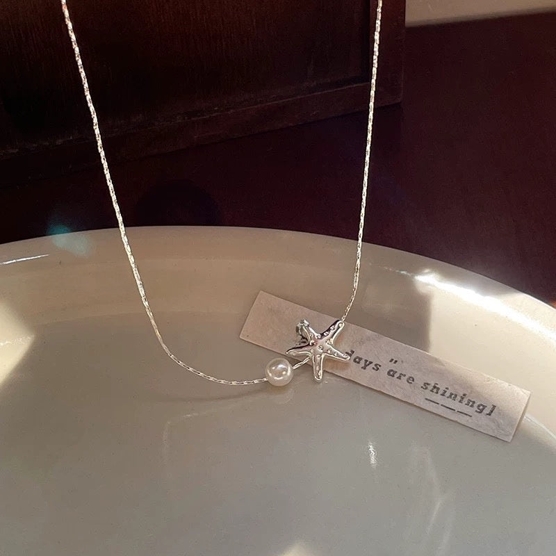 Starfish Pearl Necklace Women's Elegant Clavicle Chain