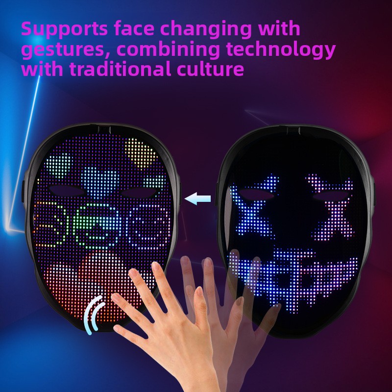 LED Light Up Mask for Halloween Party - App Controlled & Rechargeable
