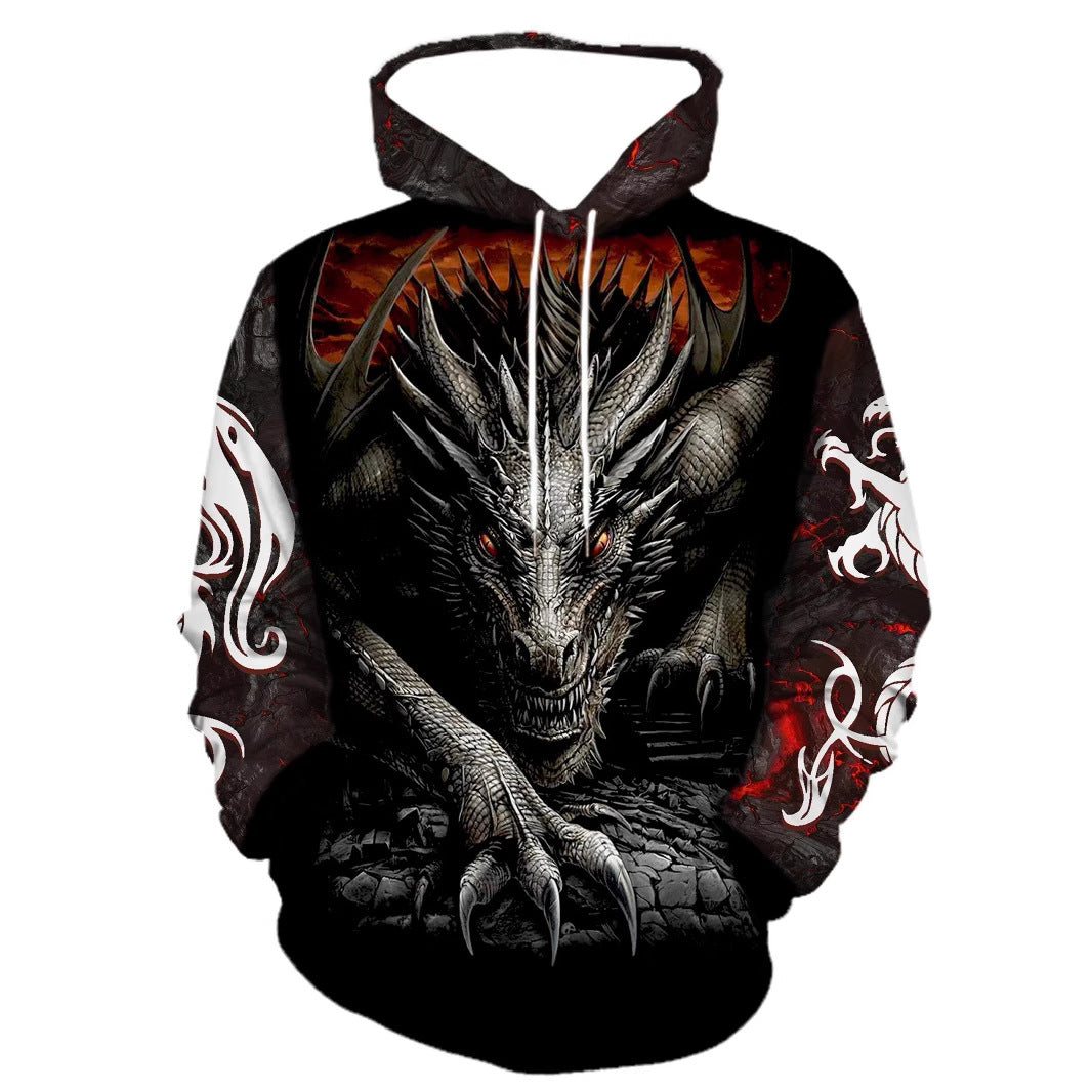 3D Printed Men's Hoodie Sweatshirt - Horror Theme Loose Fit Long Sleeve