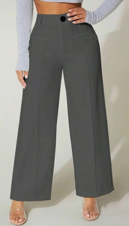 High Waist Straight-Leg Casual Pants