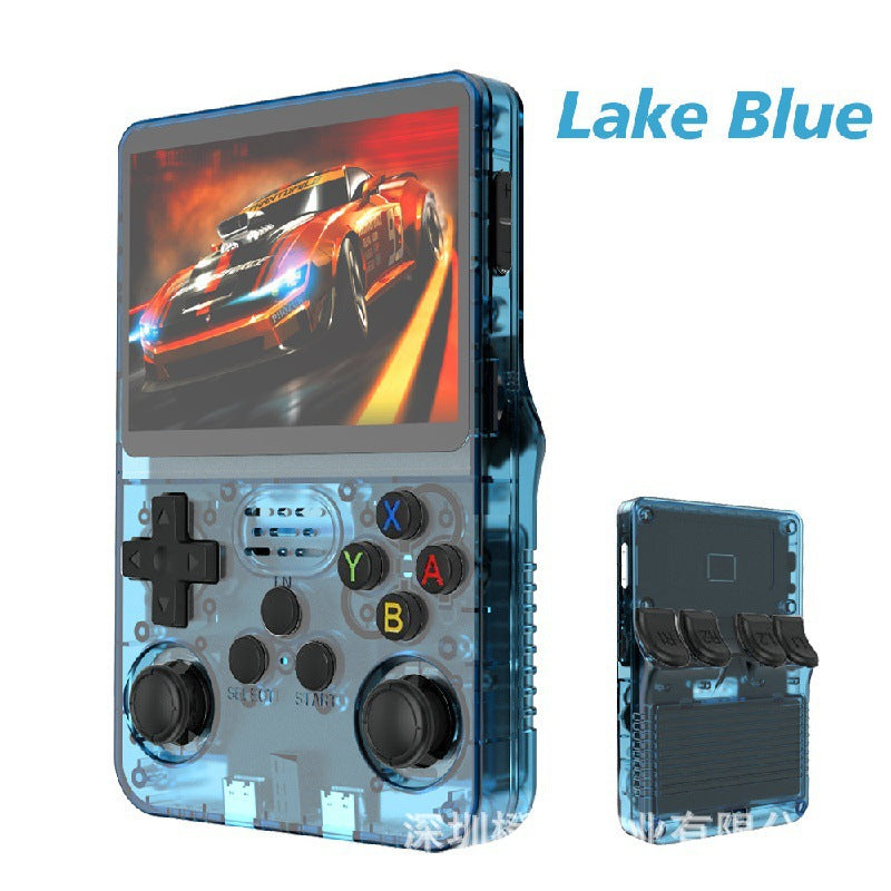 A retro portable game console on hand