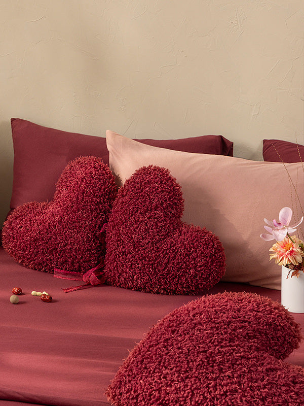 Red Heart-Shaped Throw Pillow for Wedding Celebration & Wedding Room Decoration