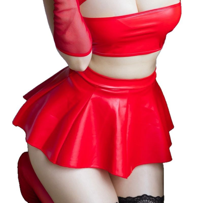 Sexy PU Pleated Mini Skirt