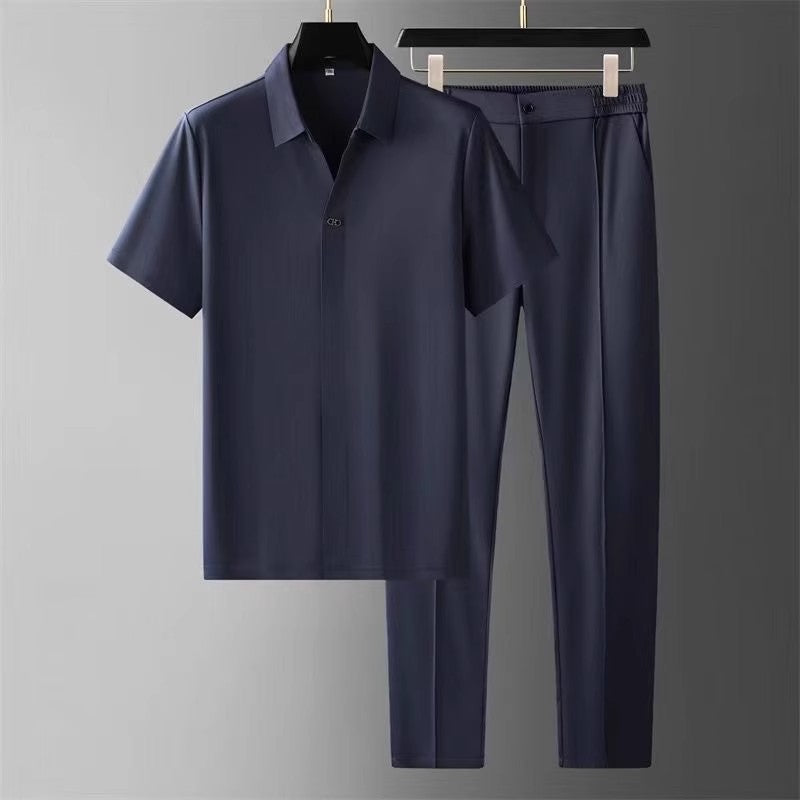 Men's Ultra-Thin Seamless Bonding Short Sleeve Shirt and Pants Set