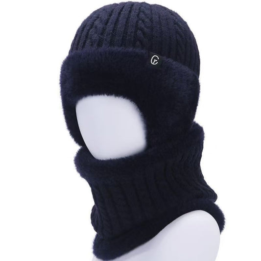 Men's Fleece-Lined Knitted Winter Hat with Ear Protection
