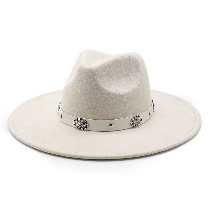 Retro Suede Hat with Belt Decoration for Men and Women