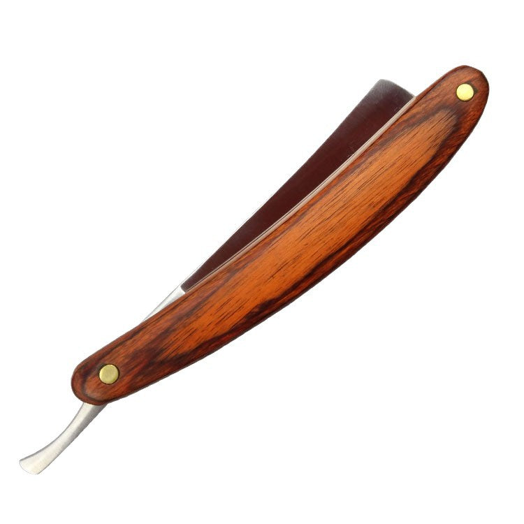 Classic Stainless Steel Straight Razor with Wood Handle