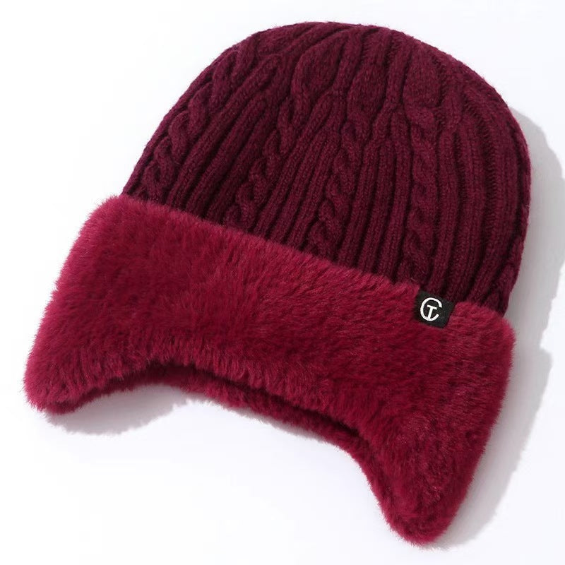 Men's Fleece-Lined Knitted Winter Hat with Ear Protection