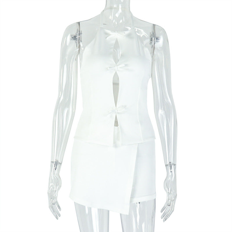 Women's Hollow Pleated Skirt Set