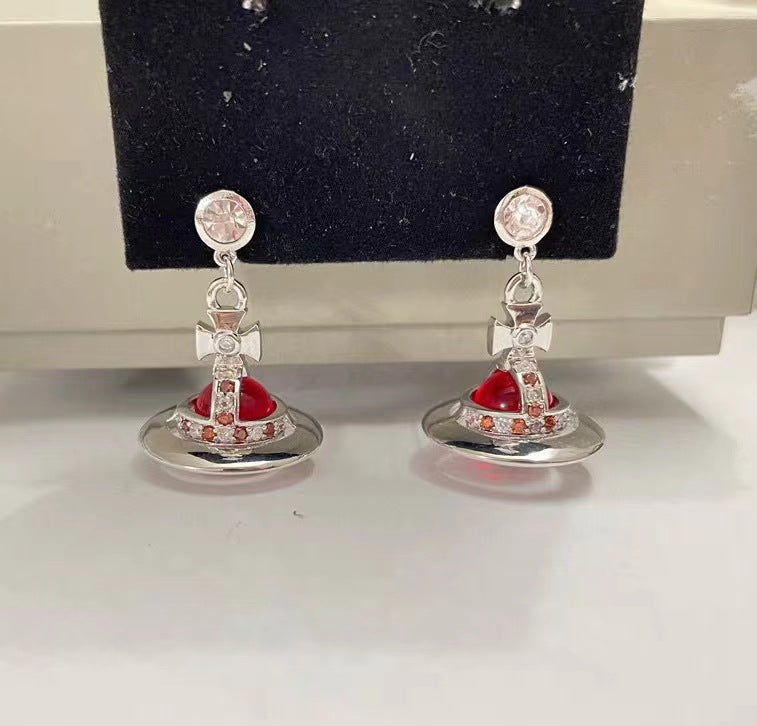 Retro Saturn Earrings - 925 Silver