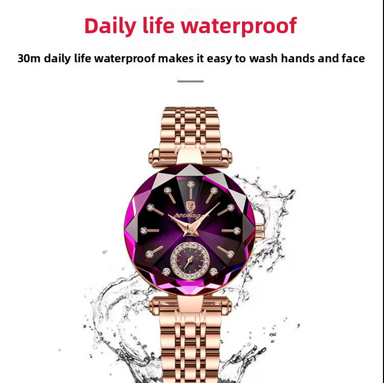 Diamond-Cut Waterproof Quartz Watch