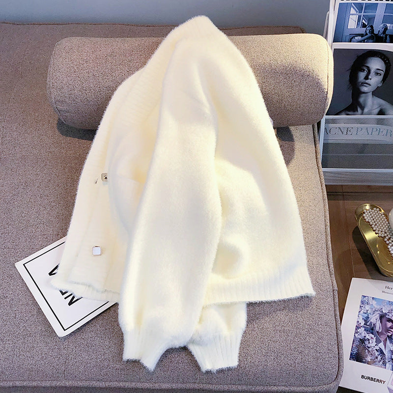 Furry Knitted Sweater - Cardigan for Women