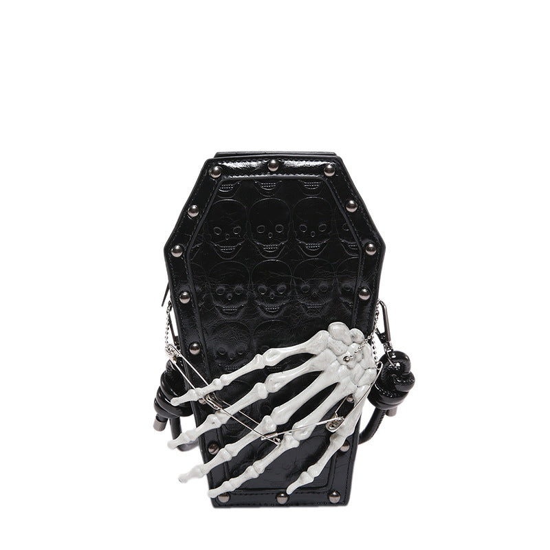 Gothic Style Women's Shoulder Bag with Skeleton Hand Design
