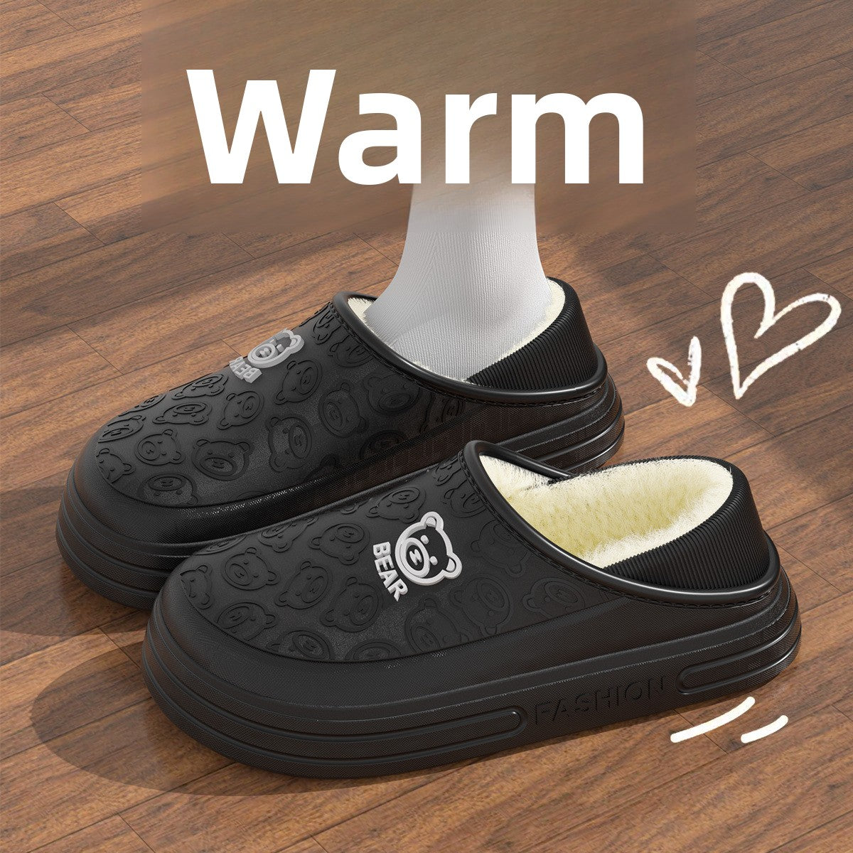 Fleece-lined Waterproof Cotton Slippers