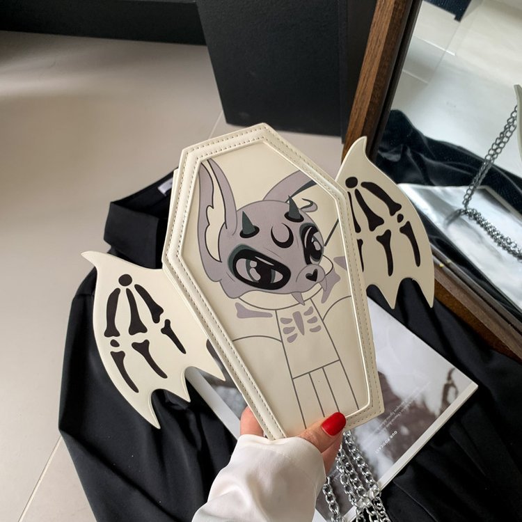 Gothic Coffin Shape PU Handbag with Chain Strap