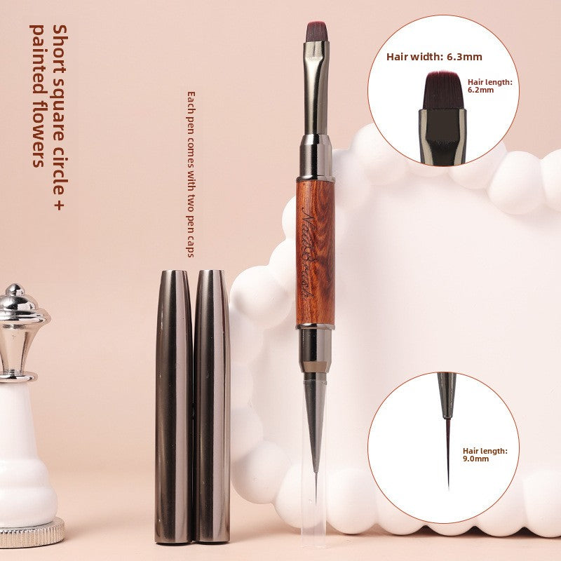Double-Head Sandalwood Nail Art Brush for Construction & Line Drawing