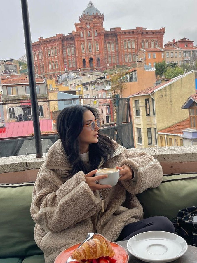 Loose Alpaca Wool Zipper Jacket