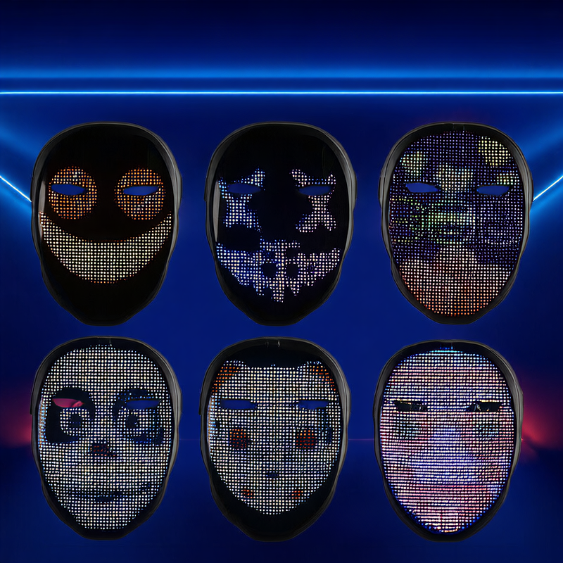 LED Light Up Mask for Halloween Party - App Controlled & Rechargeable
