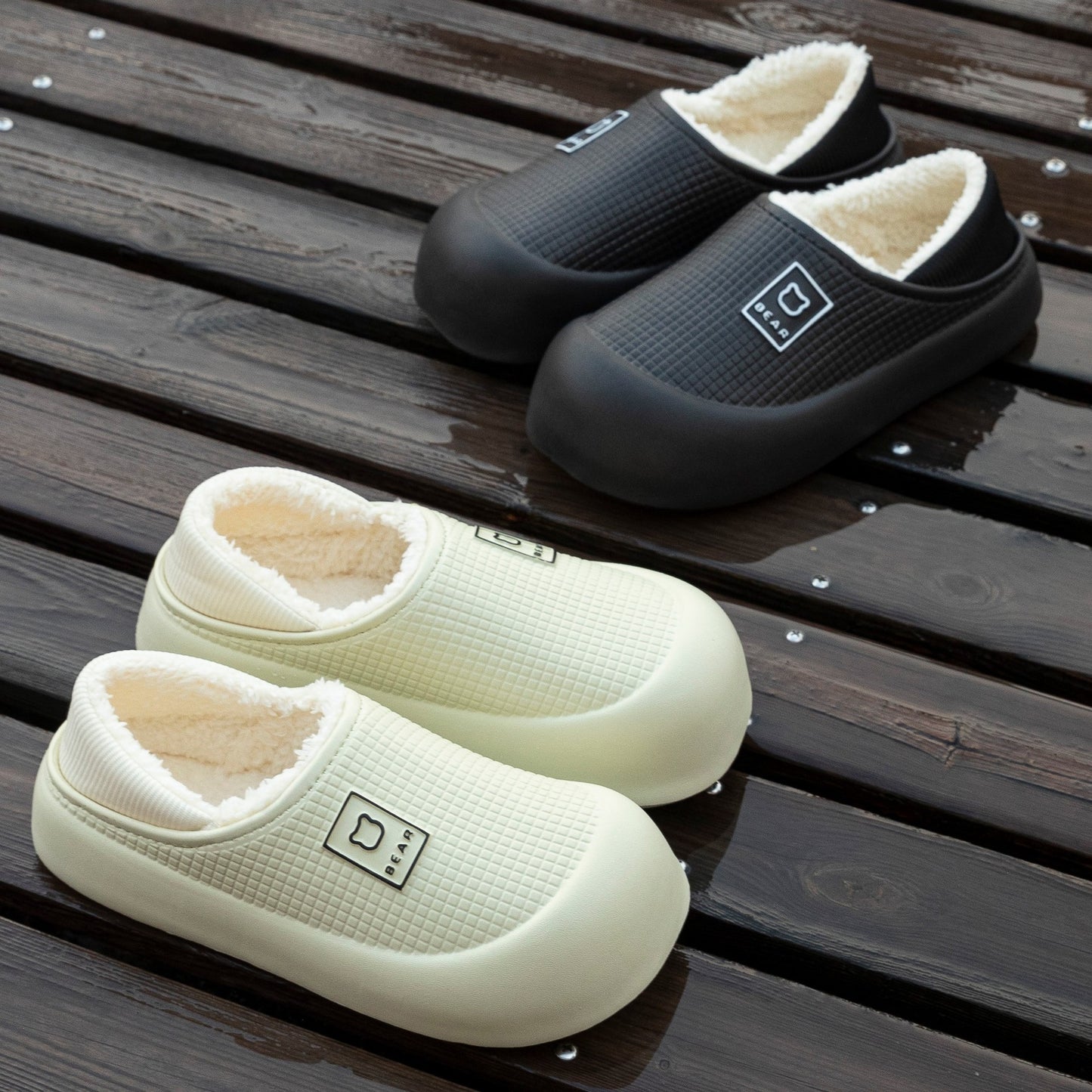Fleece-lined Waterproof Cotton Slippers