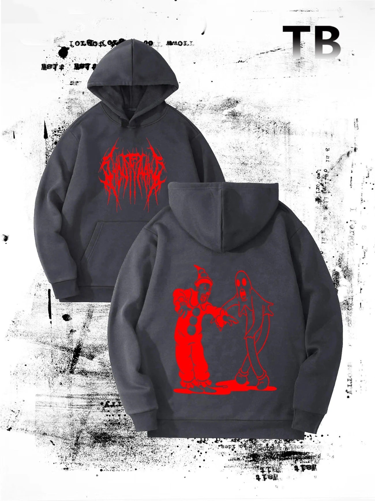 3D Printed Men's Hoodie Sweatshirt - Horror Theme Loose Fit Long Sleeve