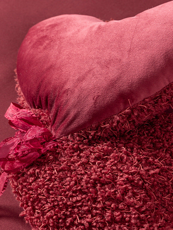 Red Heart-Shaped Throw Pillow for Wedding Celebration & Wedding Room Decoration