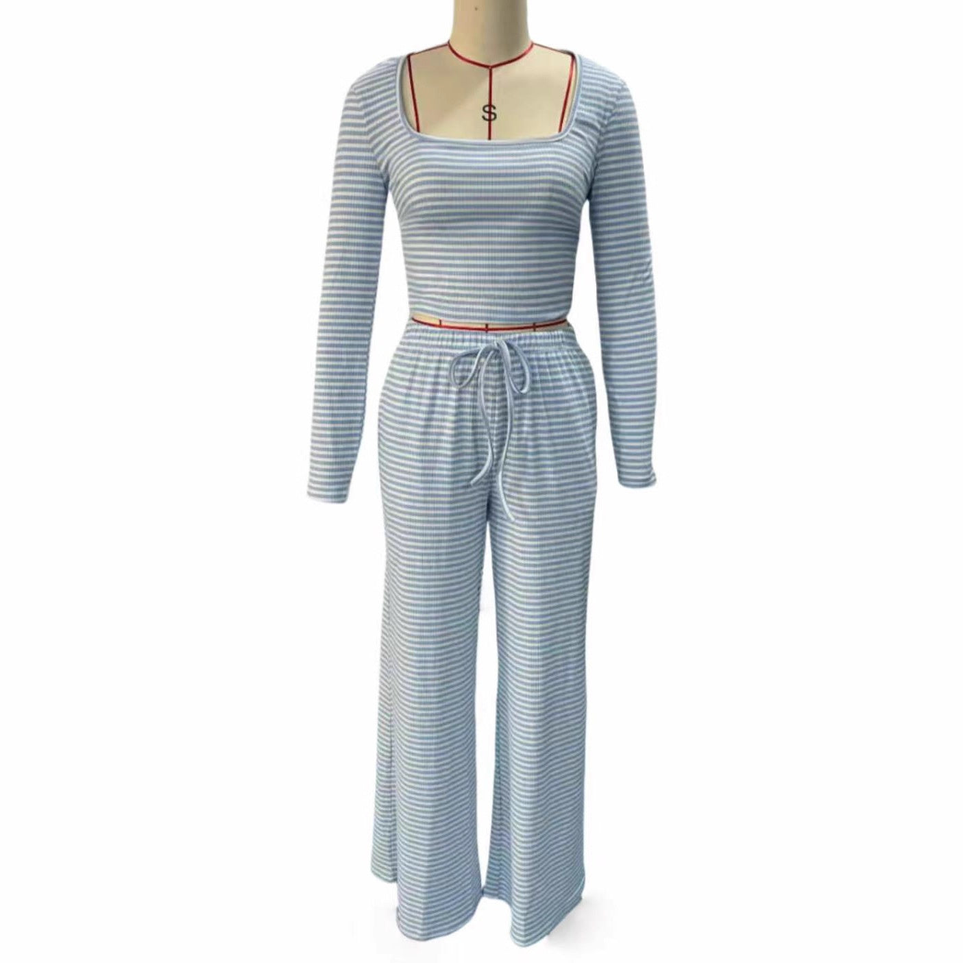 Women's Striped Knitted Slimming Suit