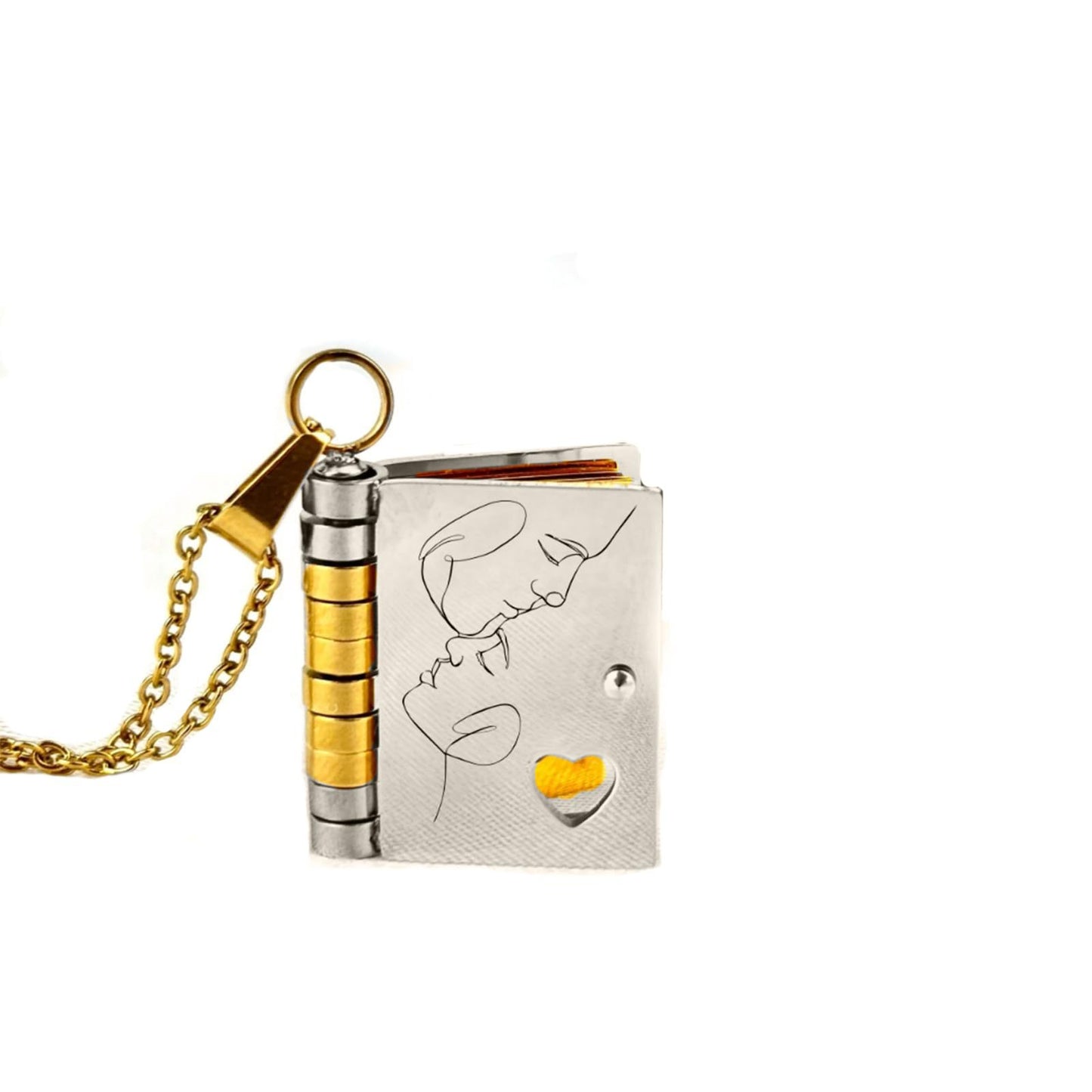 Book Pendant Stainless Steel Necklace