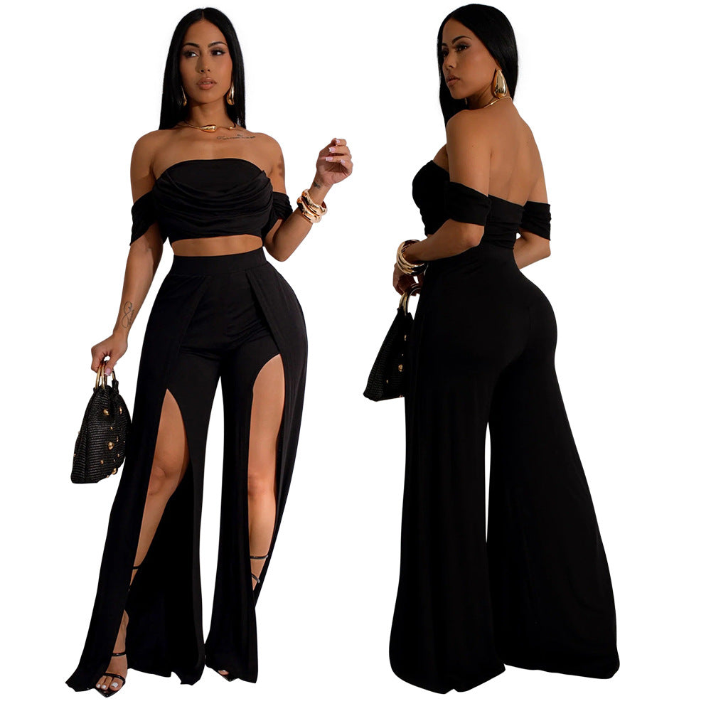 Sleeveless Tube Top and Wide Leg Lounge Pants Set