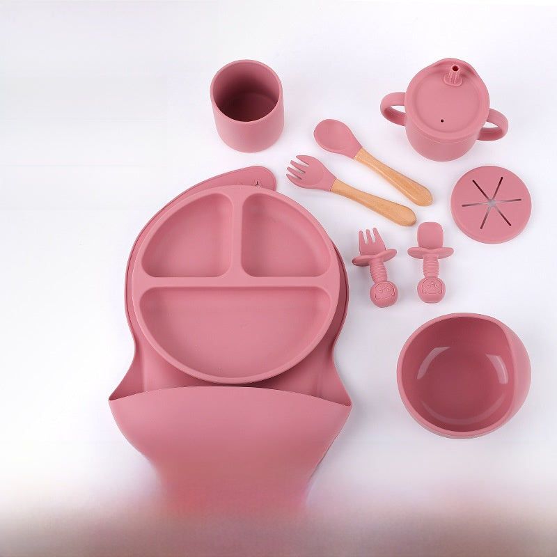 Baby Silicone Feeding Set with Bib, Plate, Bowl, and Utensils