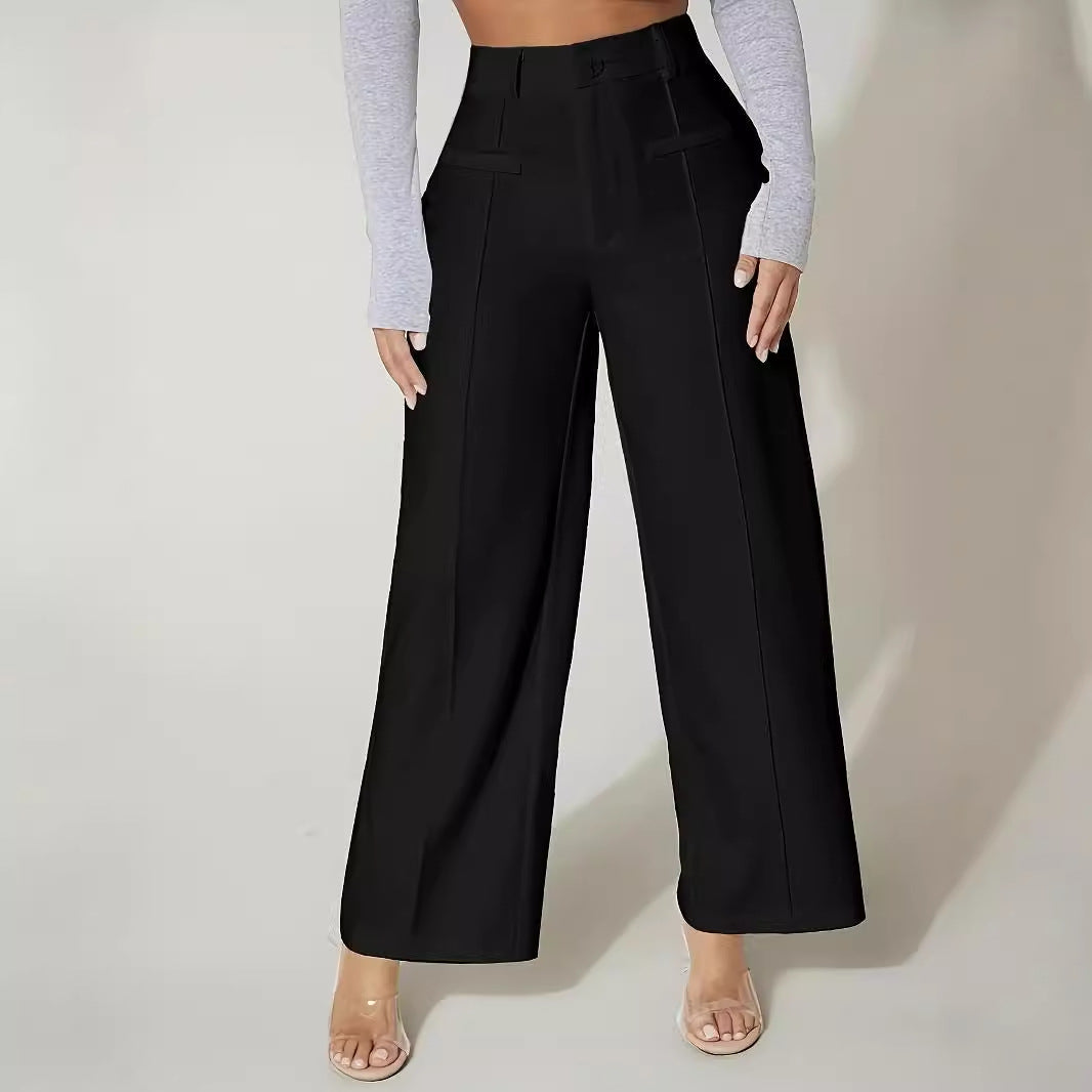 High Waist Straight-Leg Casual Pants