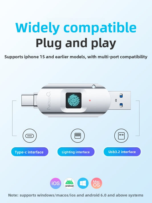 Dual-Interface Fingerprint Encryption USB Drive