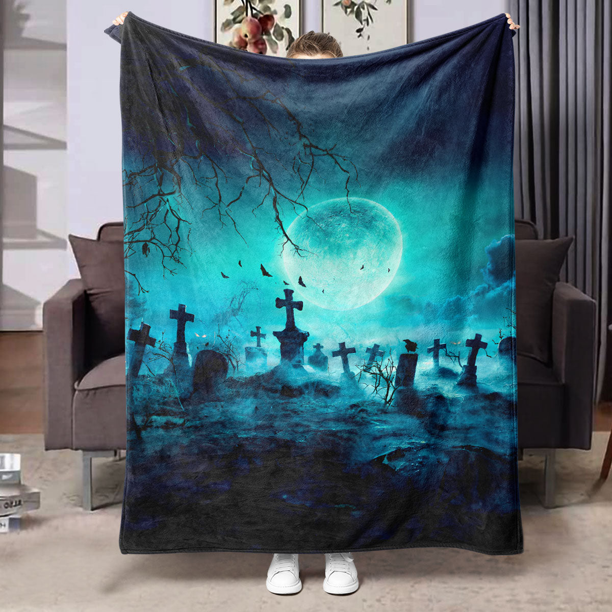 Halloween-Themed Flannel Printed Blanket