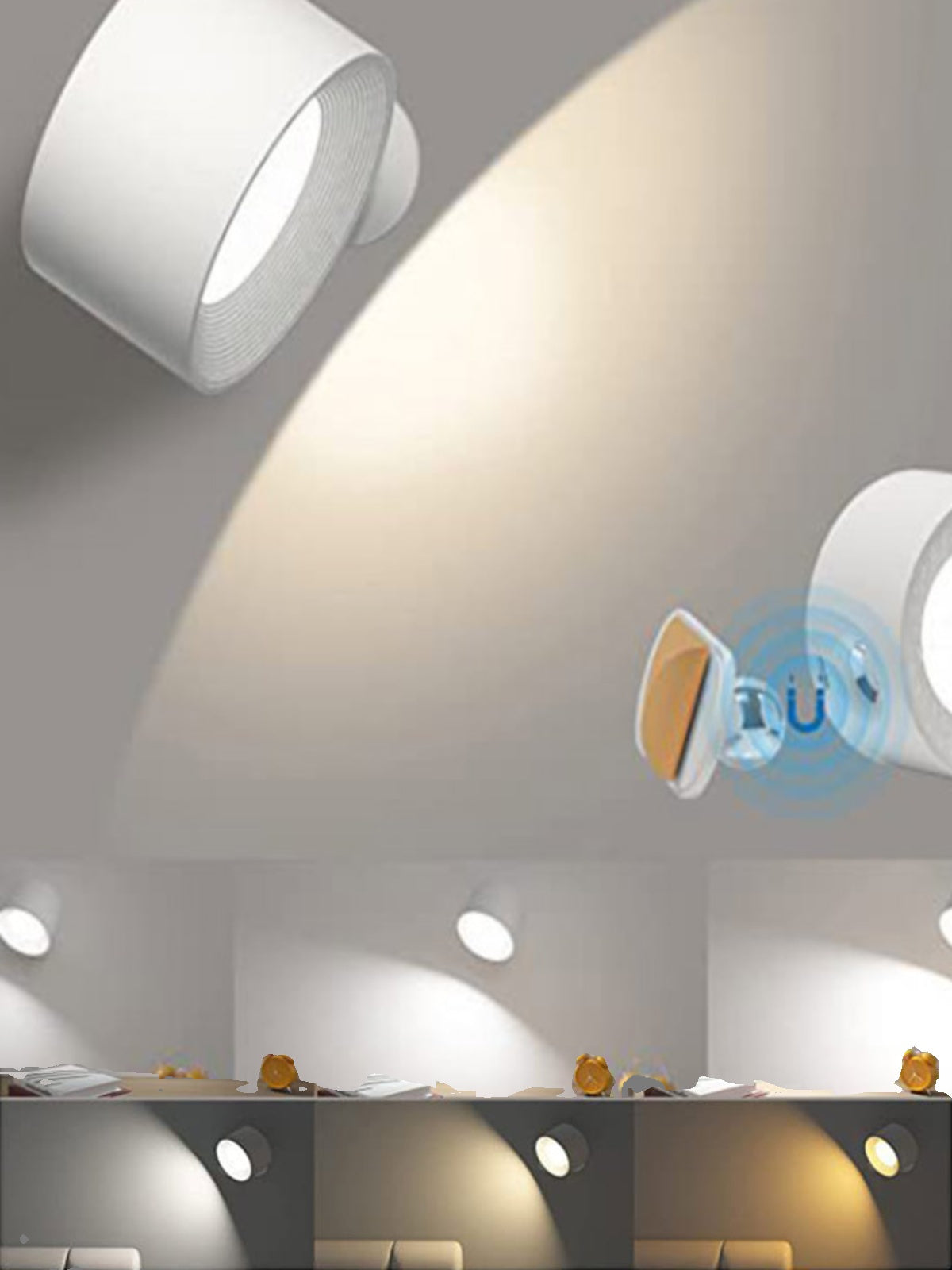 USB Rechargeable LED Wall Lamp Touch Adjustable Night Light