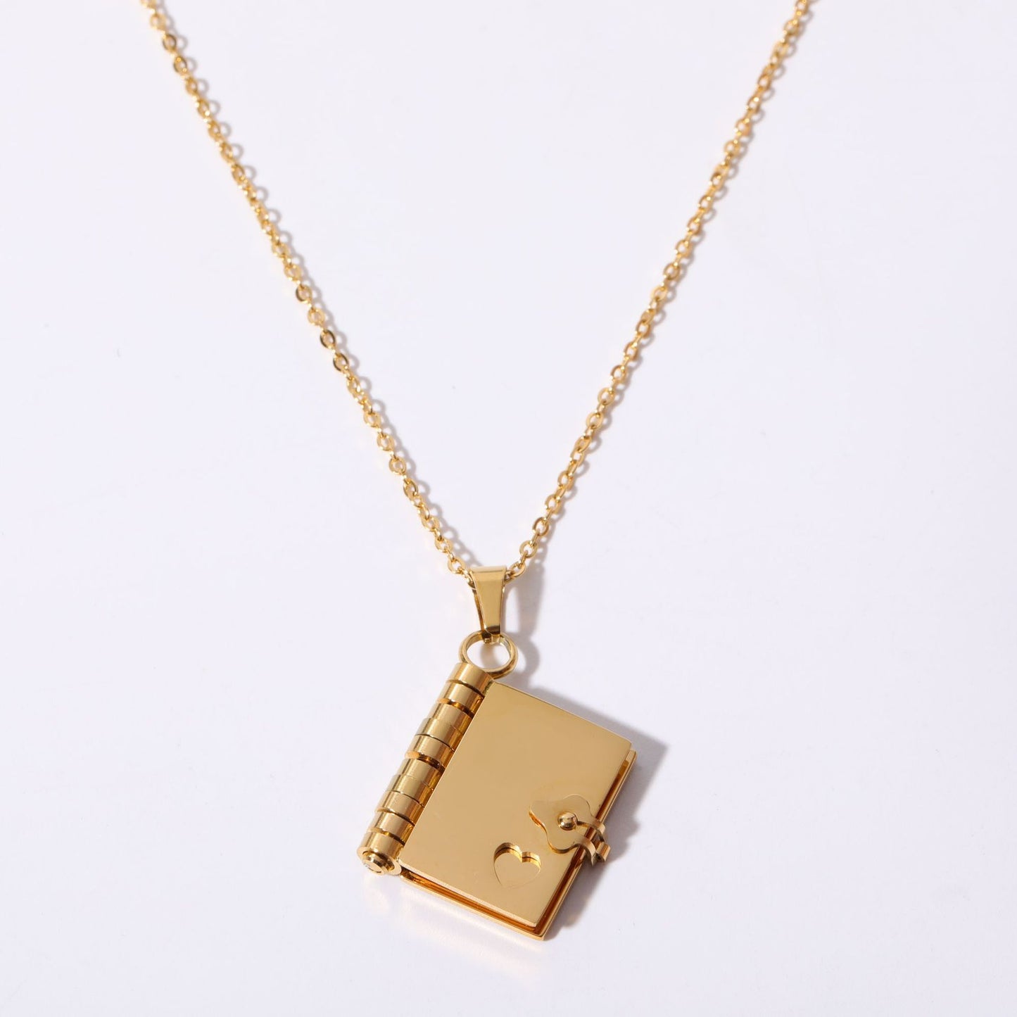 Book Pendant Stainless Steel Necklace