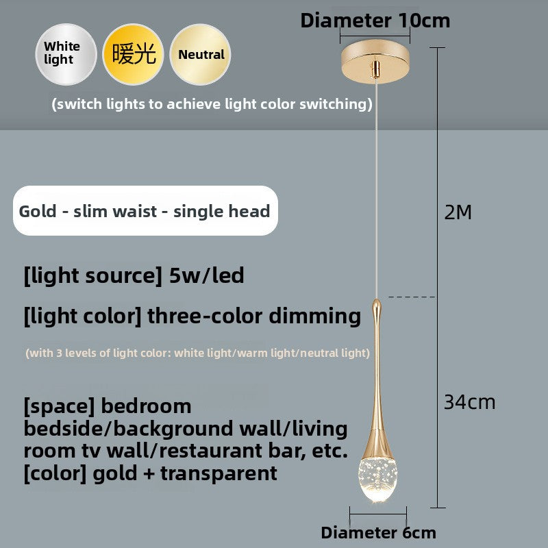 Single-Head Crystal LED Chandelier for Bedroom and Dining Room