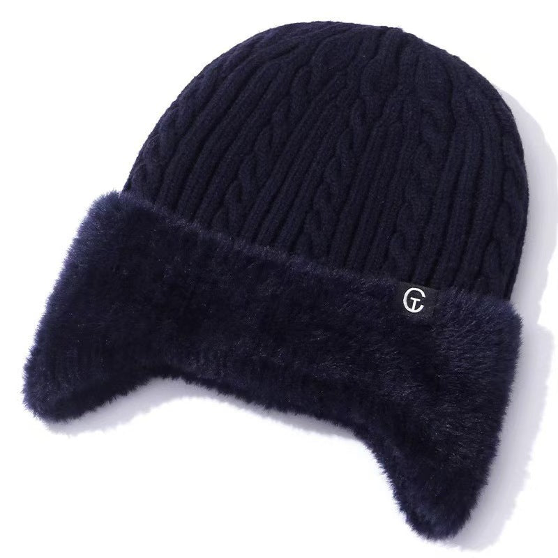 Men's Fleece-Lined Knitted Winter Hat with Ear Protection