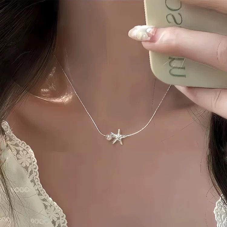 Starfish Pearl Necklace Women's Elegant Clavicle Chain