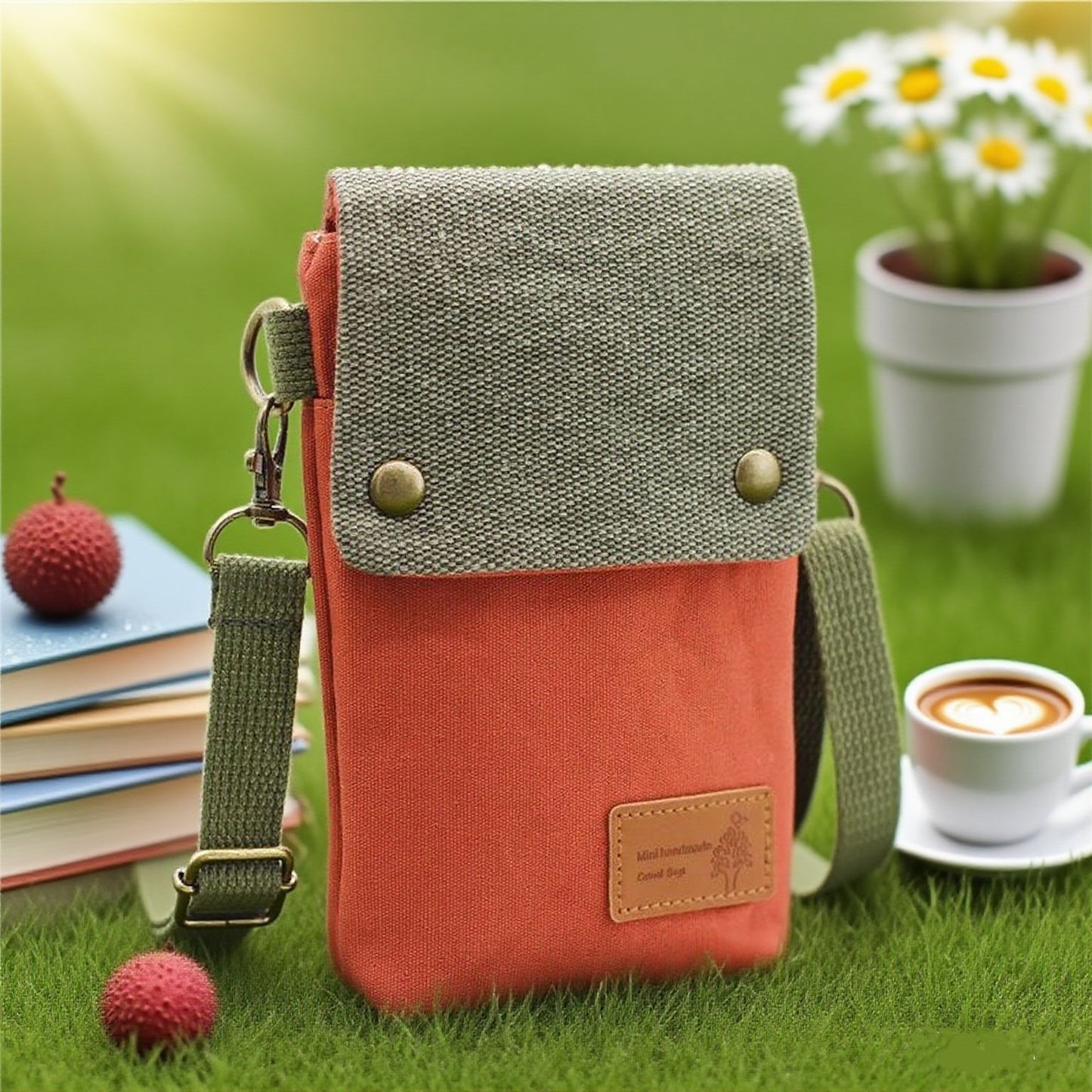 Simple Canvas Crossbody Phone Bag