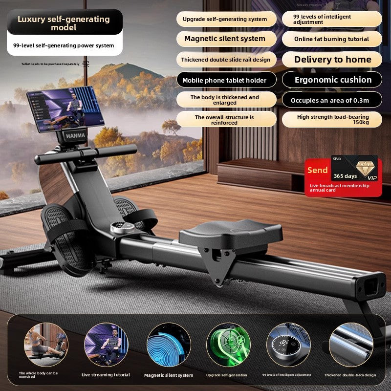 Foldable Smart Rowing Machine with Magnetic Resistance for Home Fitness